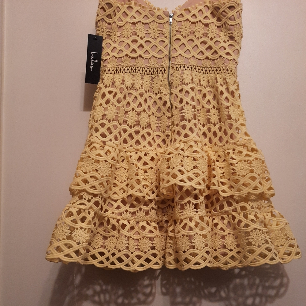 Lulus Beauty and Lace Yellow Crochet Lace Mini Dress - Picture 15 of 16